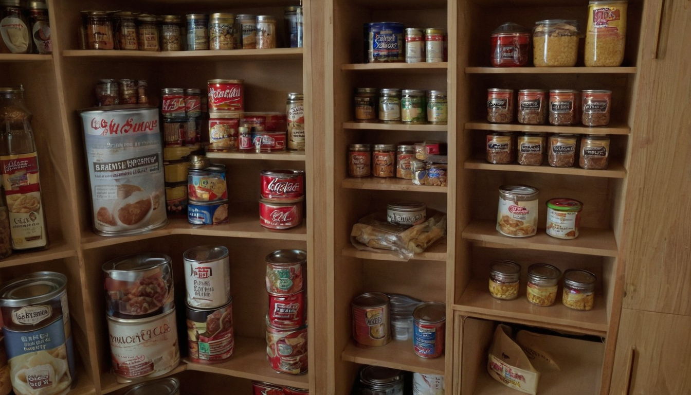 What cabinet depth and shelf spacing work for cans, boxes, jars, and small appliances editorial visual