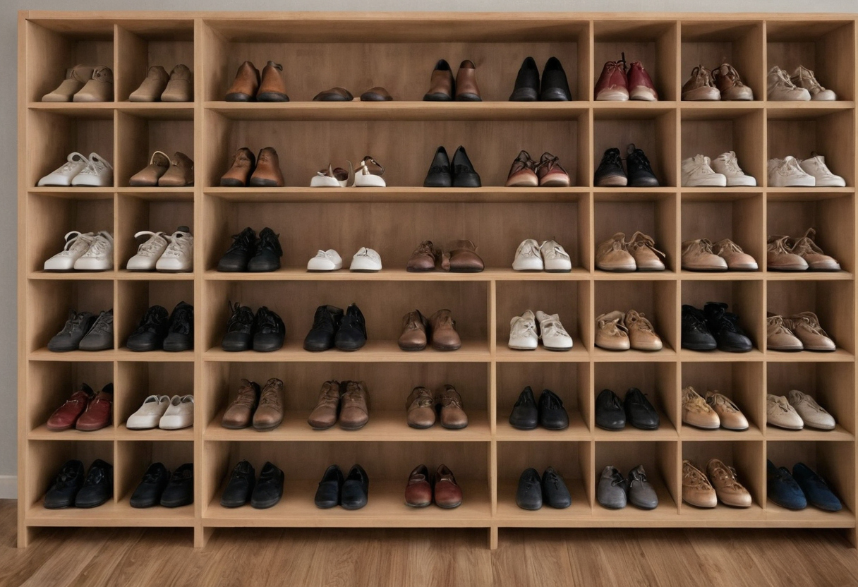 Shelves outperform cubbies when shoe heights and widths vary editorial visual